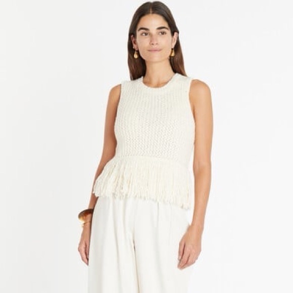 Tanya Taylor Tops - Tanya Taylor Amance Knit Wool Sleeveless Sweater Blouse Cream Size XS